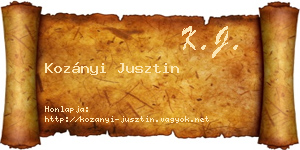 Kozányi Jusztin névjegykártya
